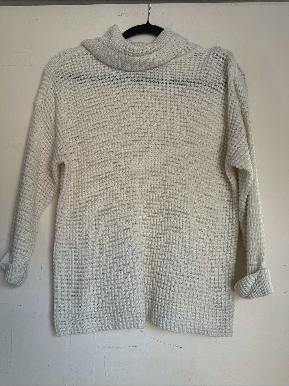 BB Dakota Cream Waffle Knit Turtleneck Sweater
